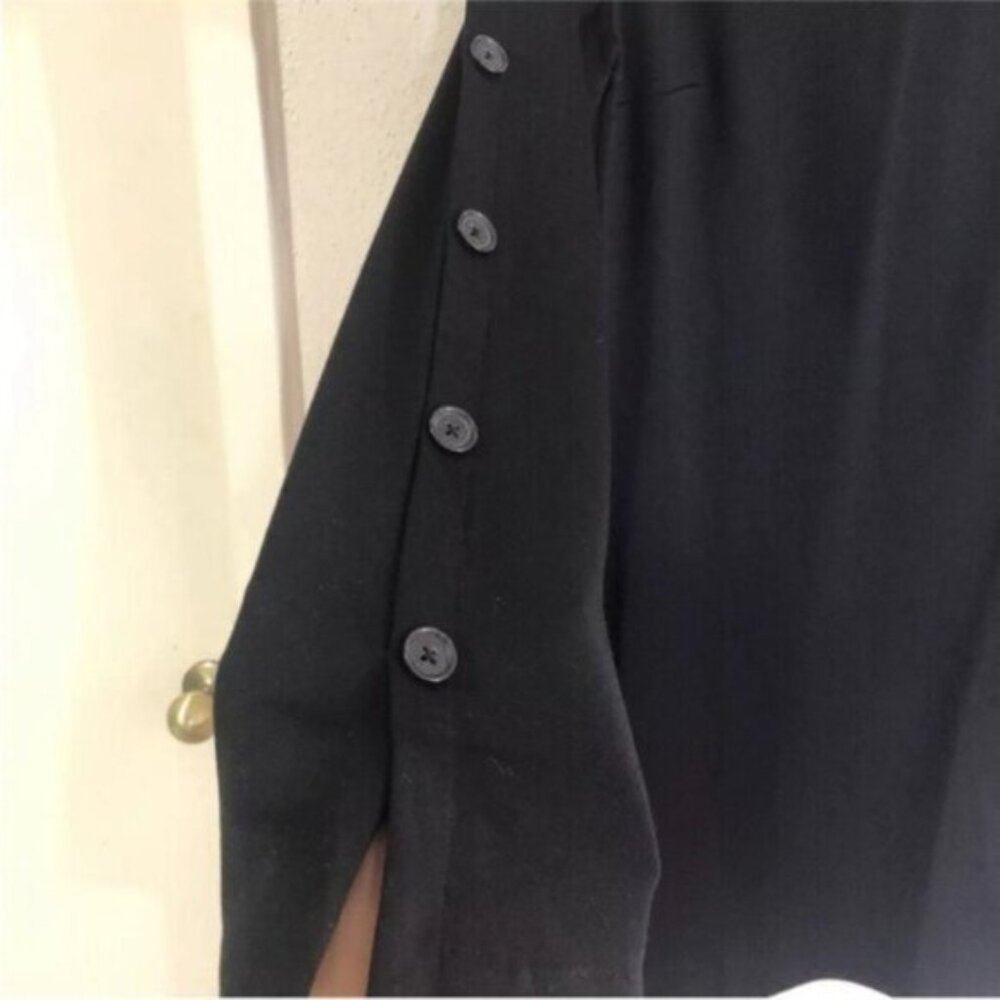 Elegant Black Button-Sleeve Dress